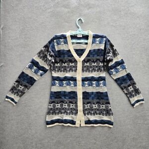 Monte Carlo Women Sweater 40 Blue Cardigan Merino Wool Alpha Collection